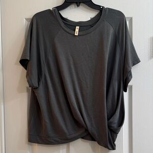Women's Gray Twist Front Top